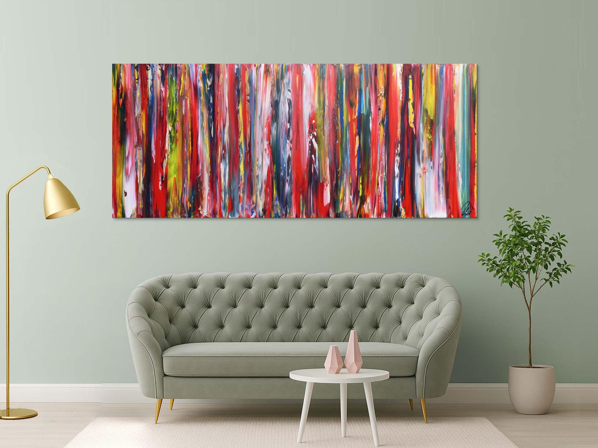 Sehr buntes Acrylbild farbige Streifen abstrakt modern zeitgenössisch