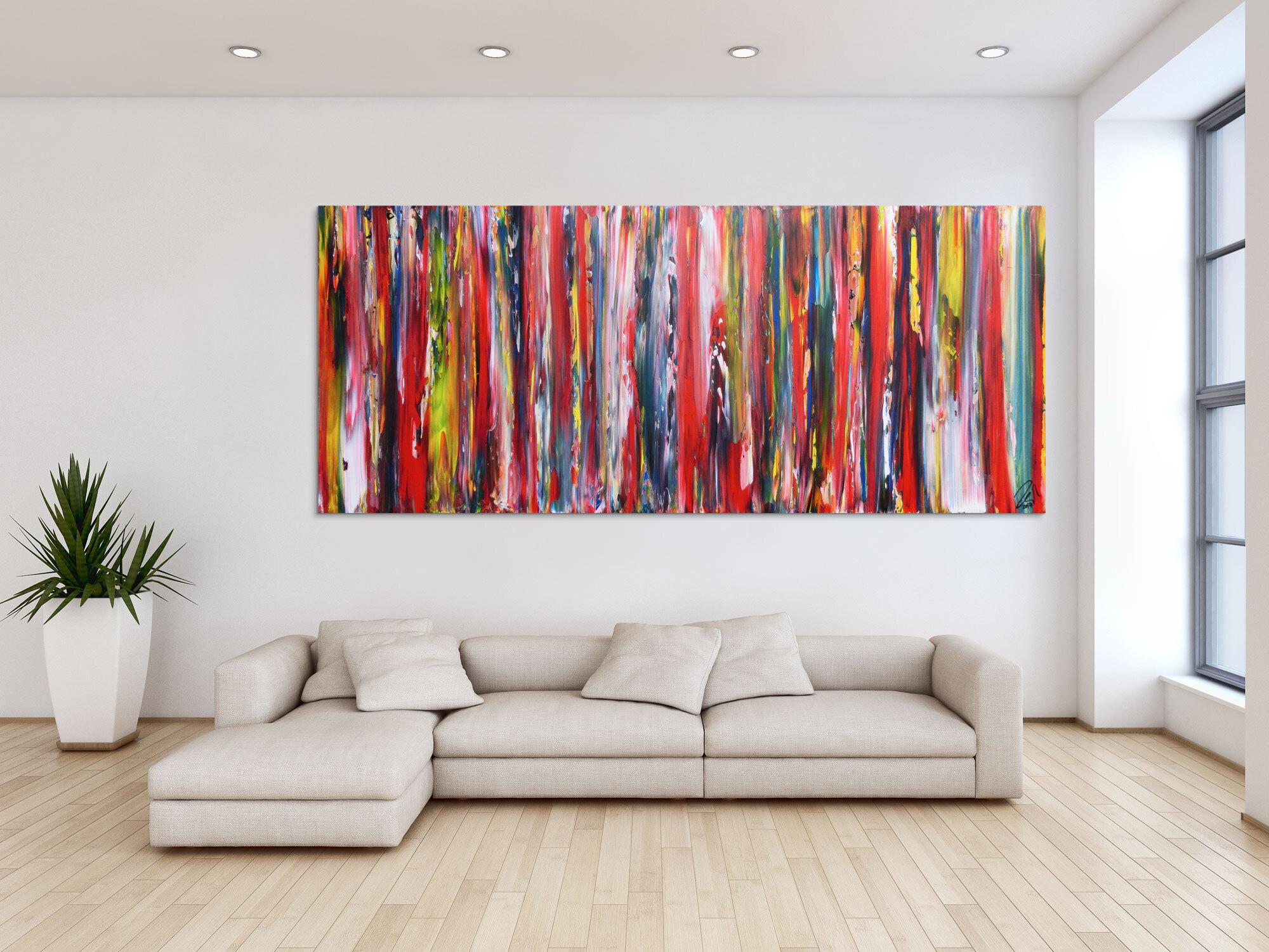 Sehr buntes Acrylbild farbige Streifen abstrakt modern zeitgenössisch