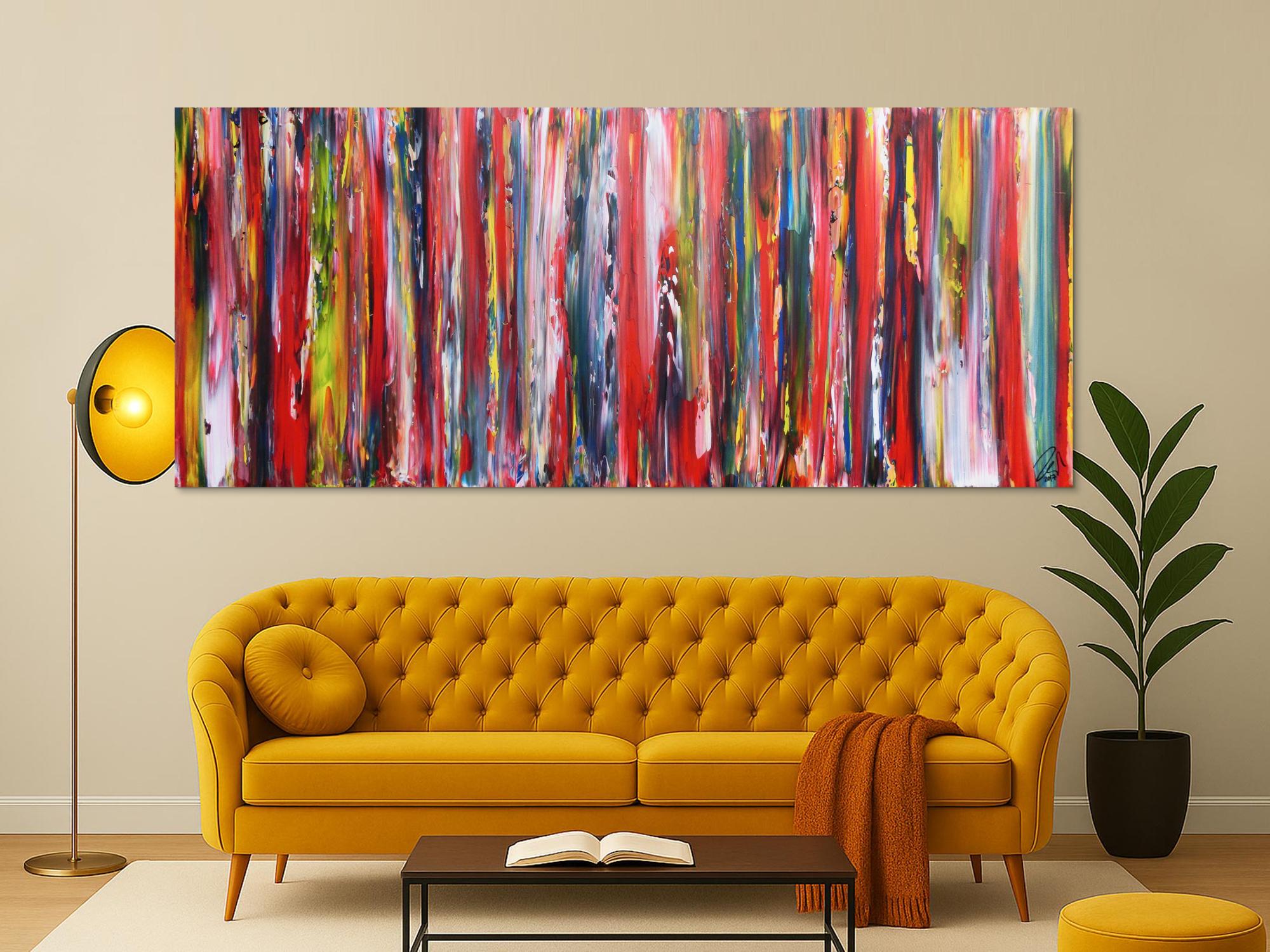 Sehr buntes Acrylbild farbige Streifen abstrakt modern zeitgenössisch