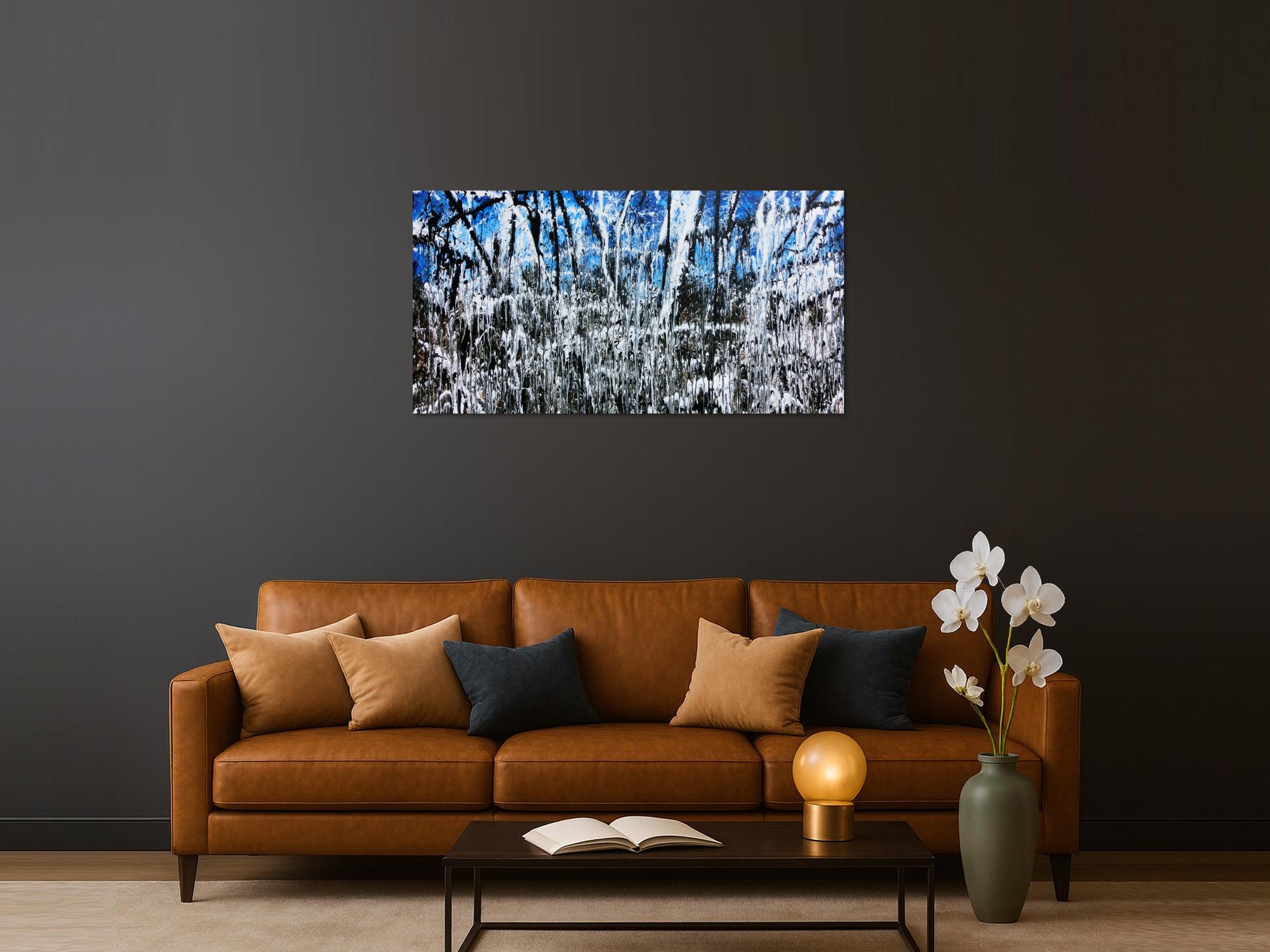 Abstraktes Acrylbild monders Gemälde blau schwarz weiß braun Acrtion Painting