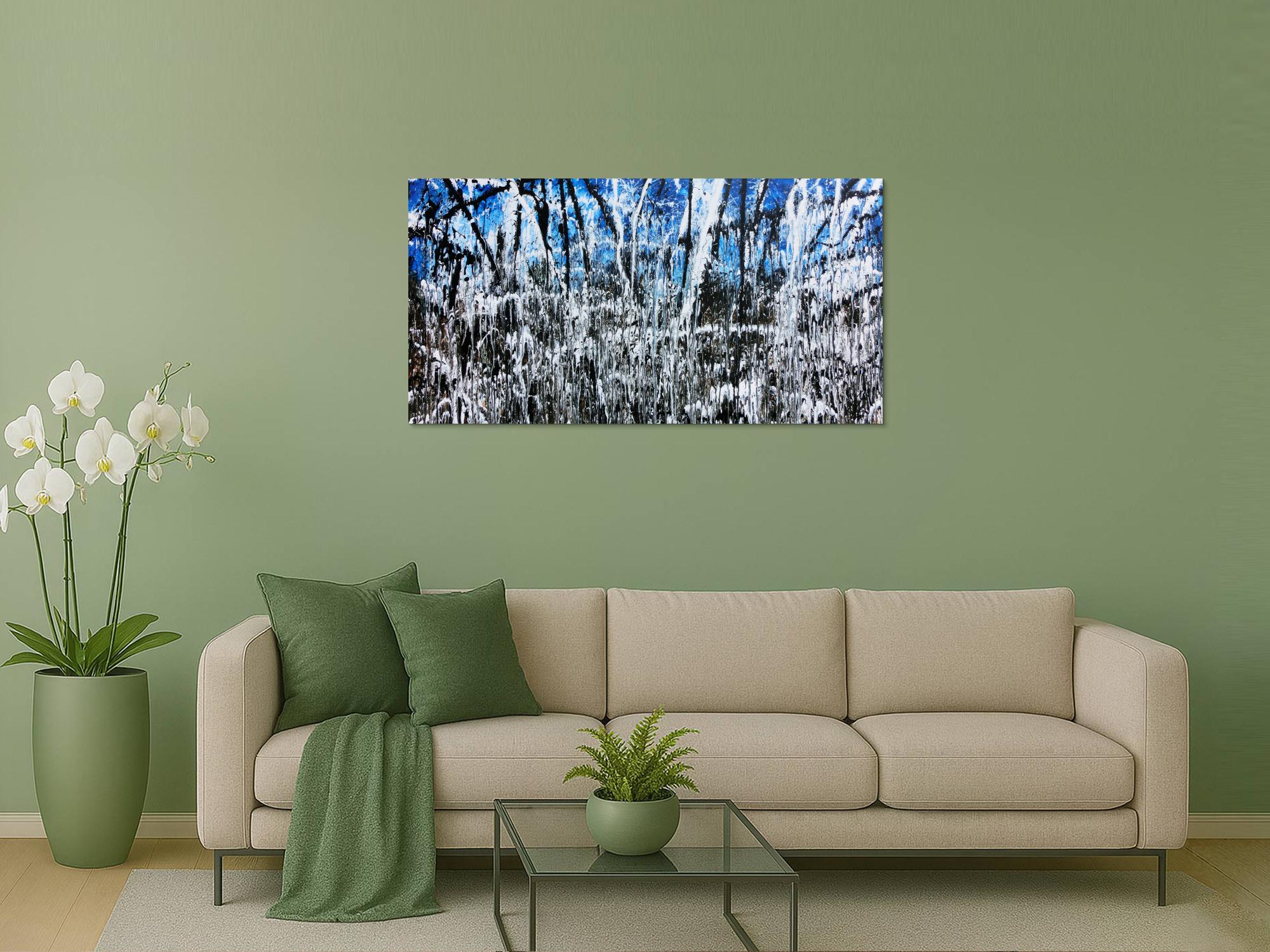 Abstraktes Acrylbild monders Gemälde blau schwarz weiß braun Acrtion Painting