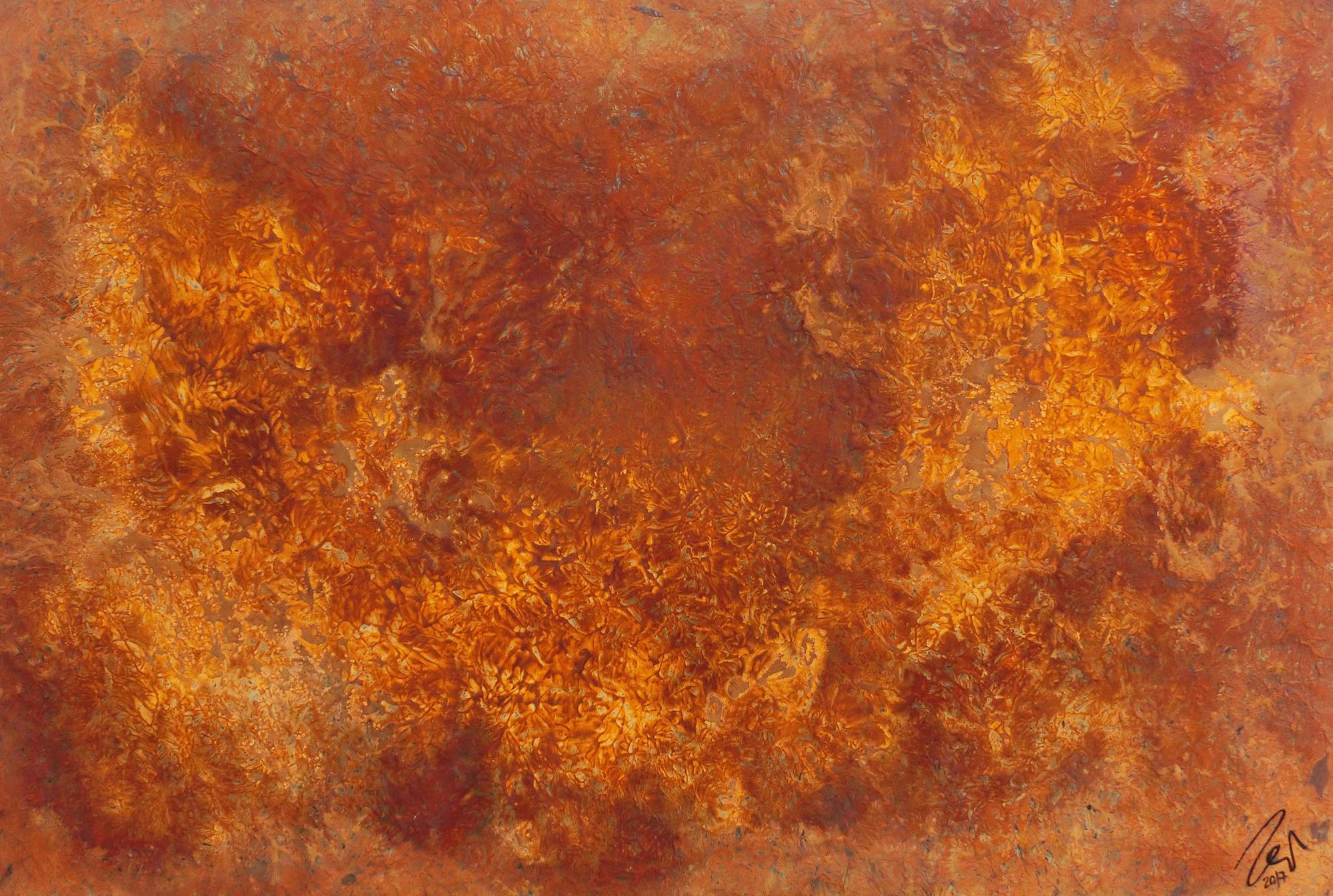 Abstraktes Gemälde aus echtem Rost modernes Rostbild abstrakt orange braun