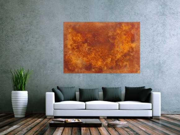 Abstraktes Gemälde aus echtem Rost modernes Rostbild abstrakt orange braun