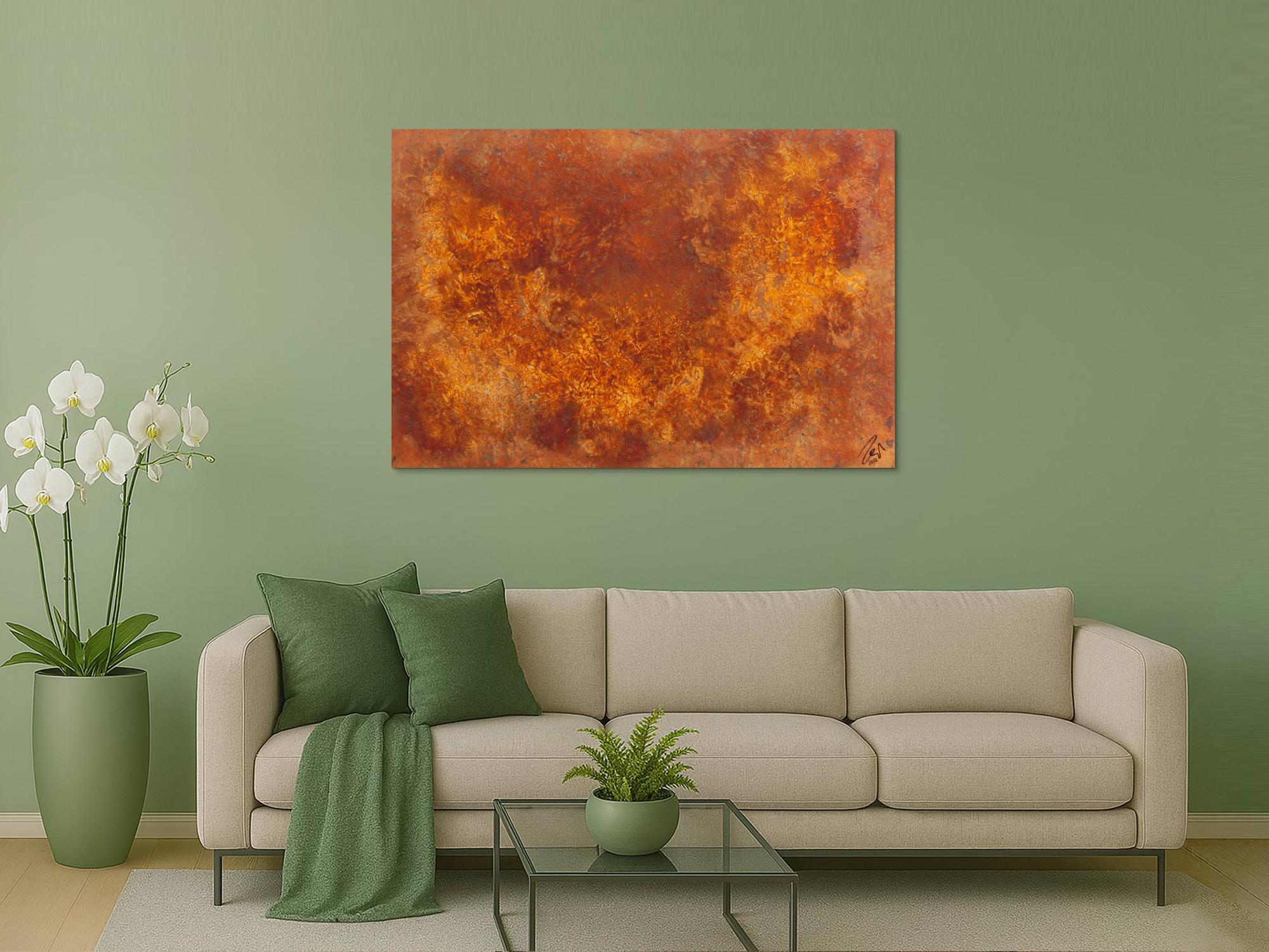 Abstraktes Gemälde aus echtem Rost modernes Rostbild abstrakt orange braun