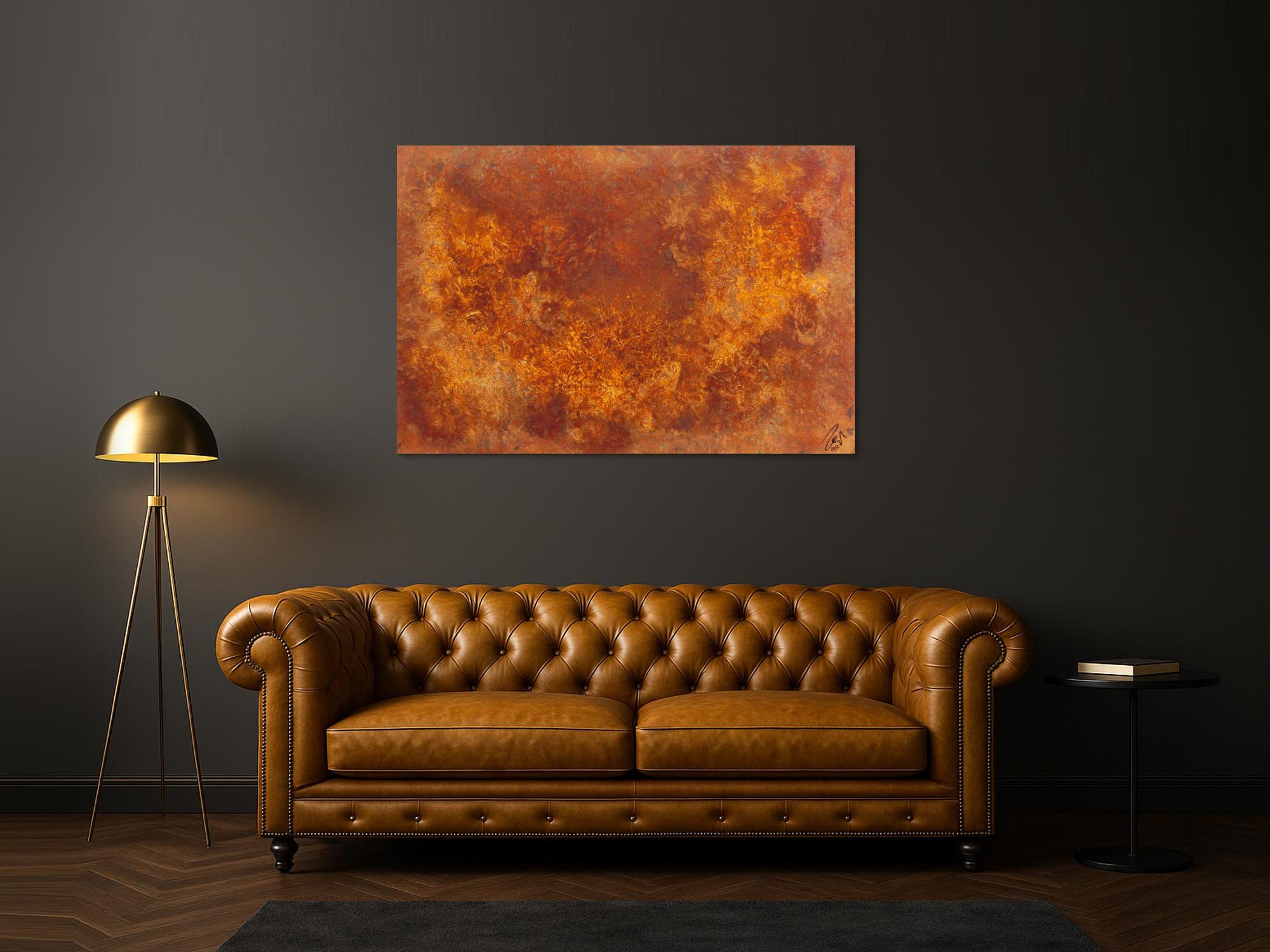 Abstraktes Gemälde aus echtem Rost modernes Rostbild abstrakt orange braun