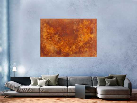 Abstraktes Gemälde aus echtem Rost modernes Rostbild abstrakt orange braun