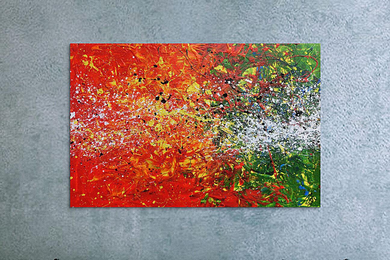 Abstraktes Kunstwerk in Rot und Orange