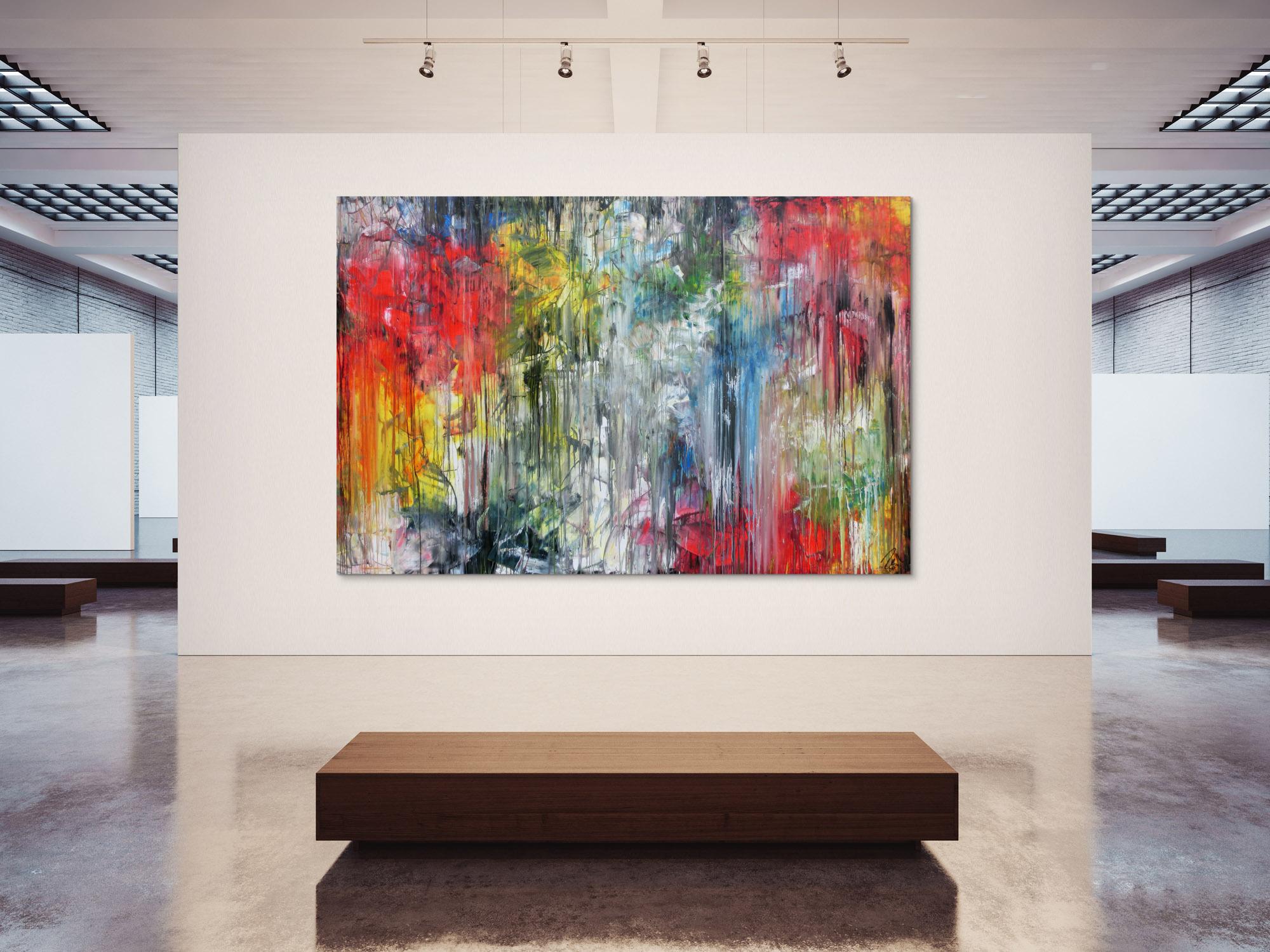 Abstraktes Gemälde sehr bunt in XXXL modern sehr groß abstrakt Fließtechnik