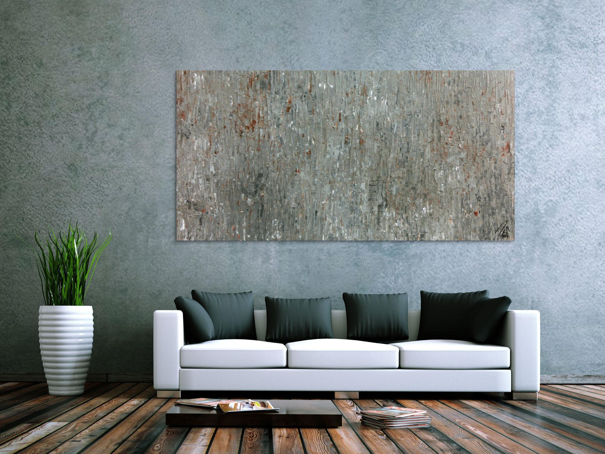 Abstraktes Acrylgemälde in grau und braun modern schlicht zeitgenössisch