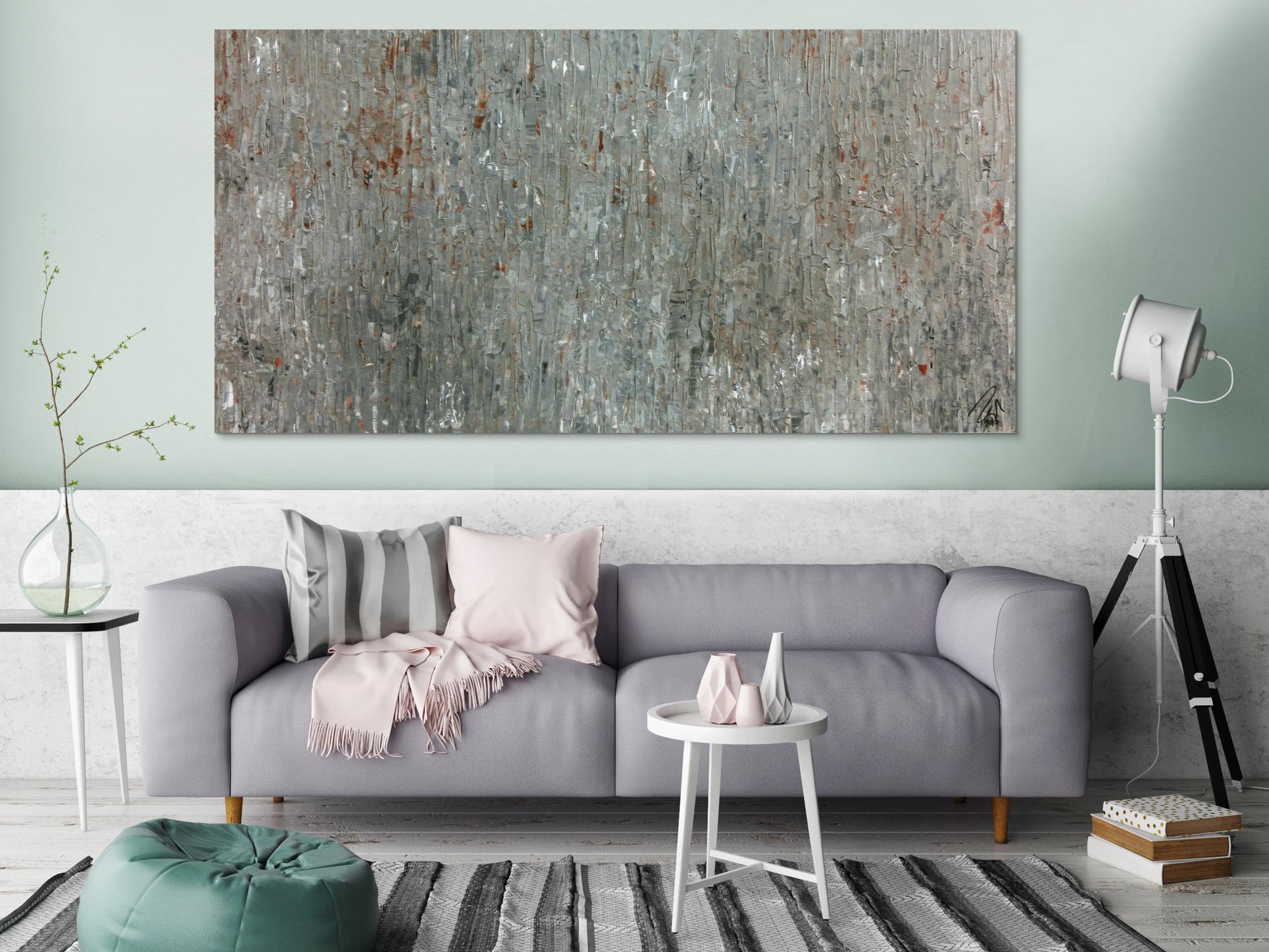 Abstraktes Acrylgemälde in grau und braun modern schlicht zeitgenössisch