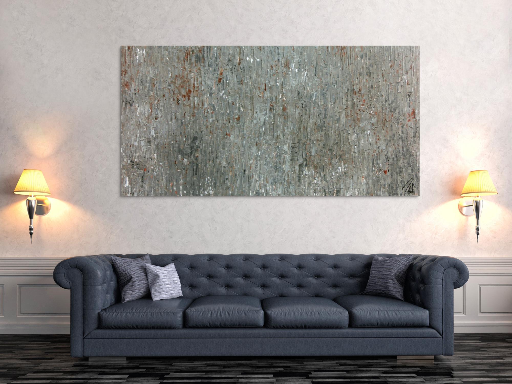 Abstraktes Acrylgemälde in grau und braun modern schlicht zeitgenössisch