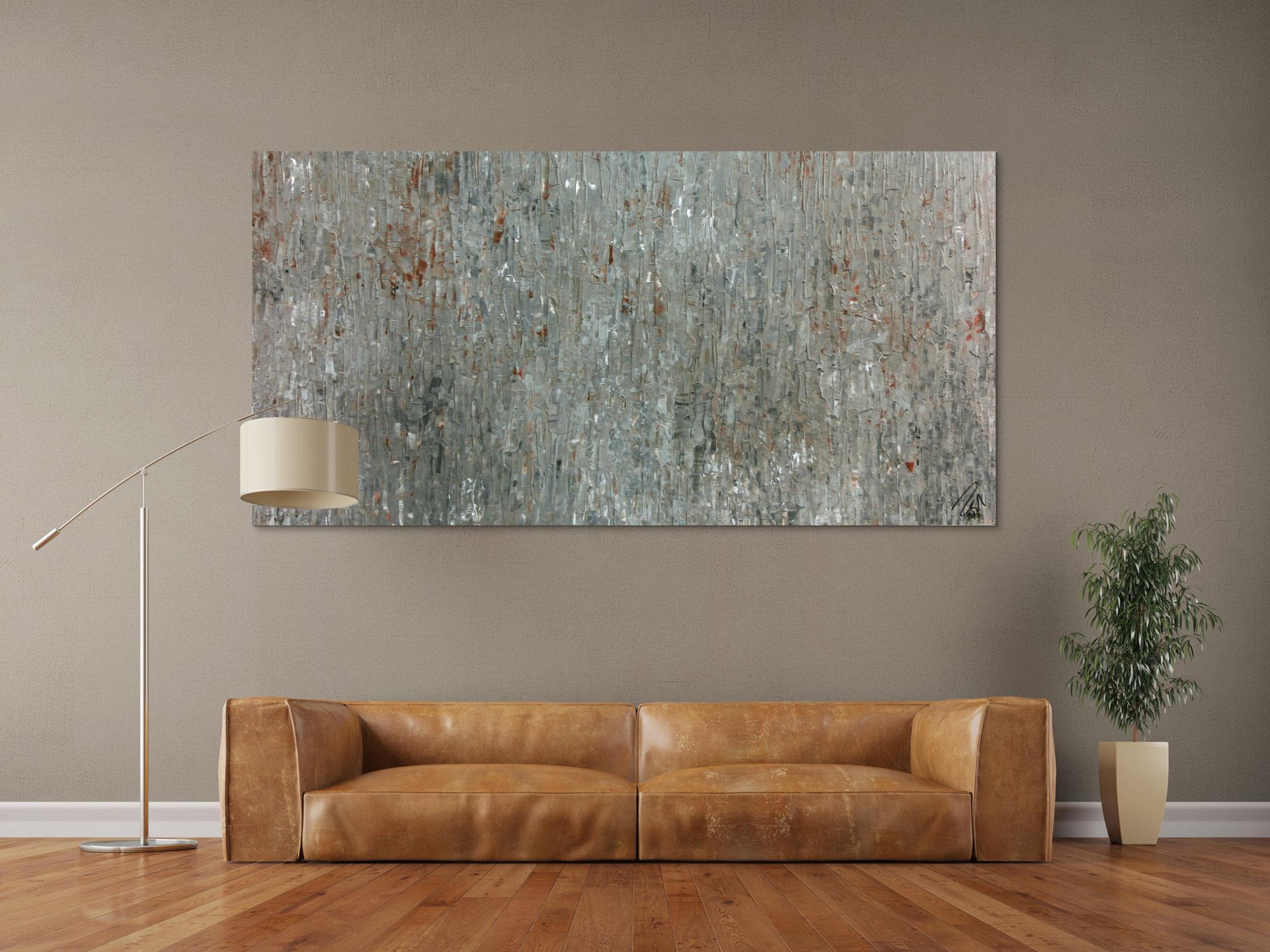 Abstraktes Acrylgemälde in grau und braun modern schlicht zeitgenössisch