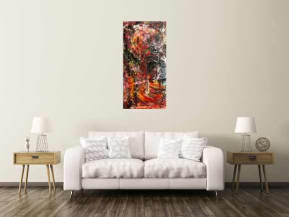 Abstraktes Gemälde einzigartig mit starker Struktur bunt modern Action Painting 