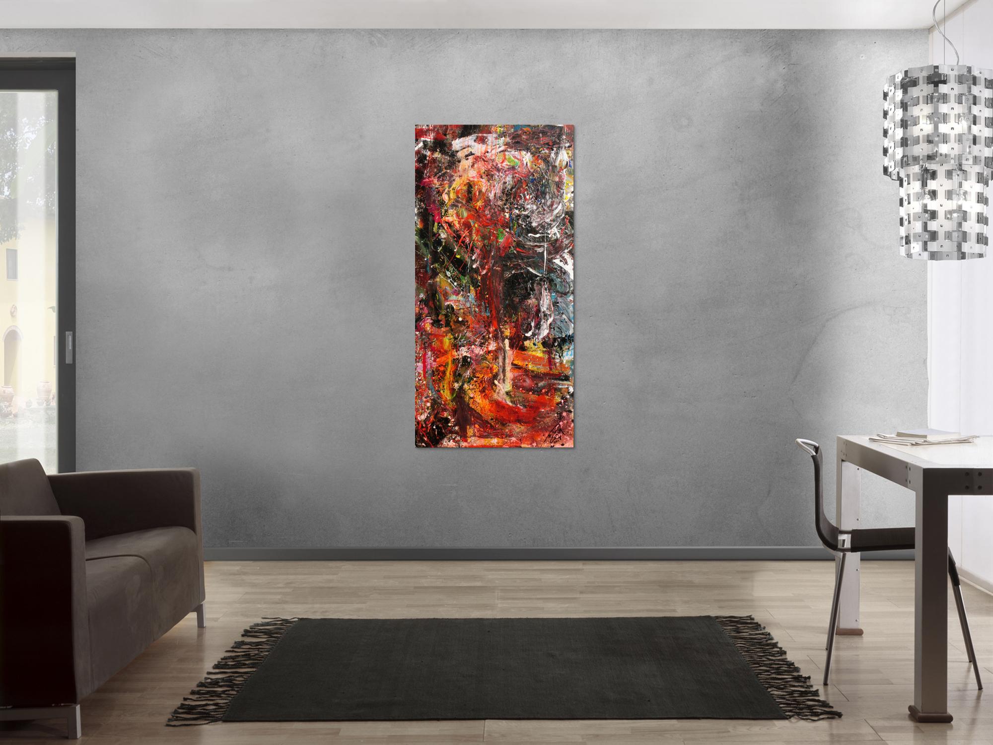 Abstraktes Gemälde einzigartig mit starker Struktur bunt modern Action Painting 