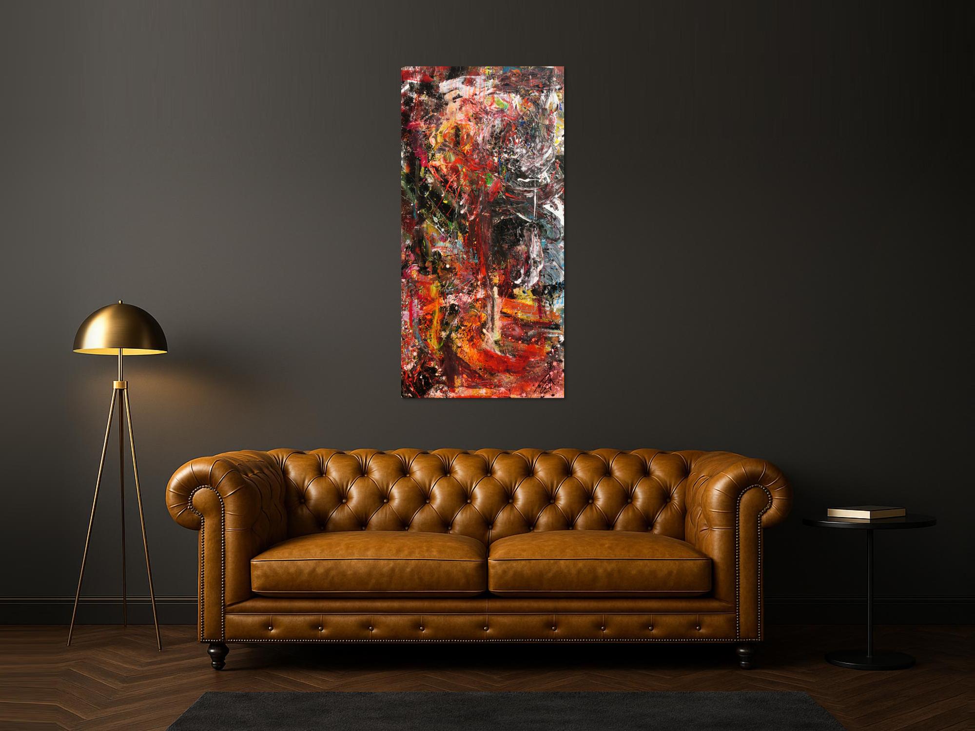 Abstraktes Gemälde einzigartig mit starker Struktur bunt modern Action Painting 