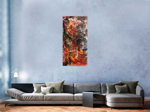 Abstraktes Gemälde einzigartig mit starker Struktur bunt modern Action Painting 