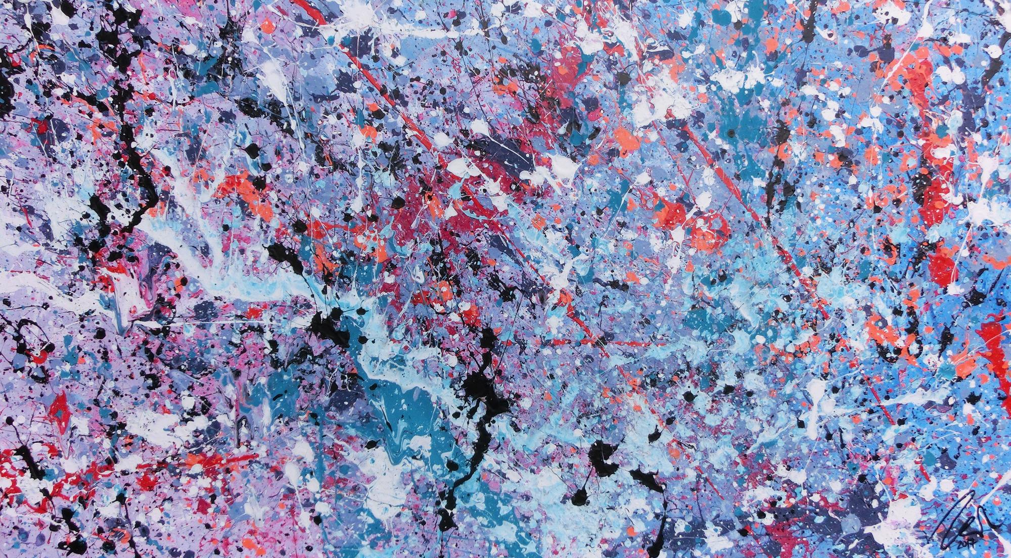 Abstraktes Acrylbild modernes Gemälde in lila pink violett helle Farben