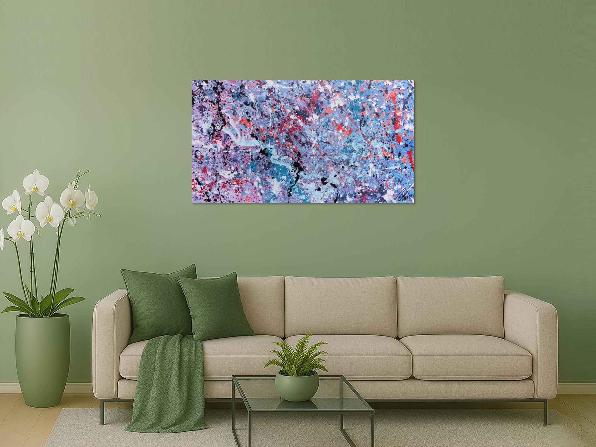 Abstraktes Acrylbild modernes Gemälde in lila pink violett helle Farben