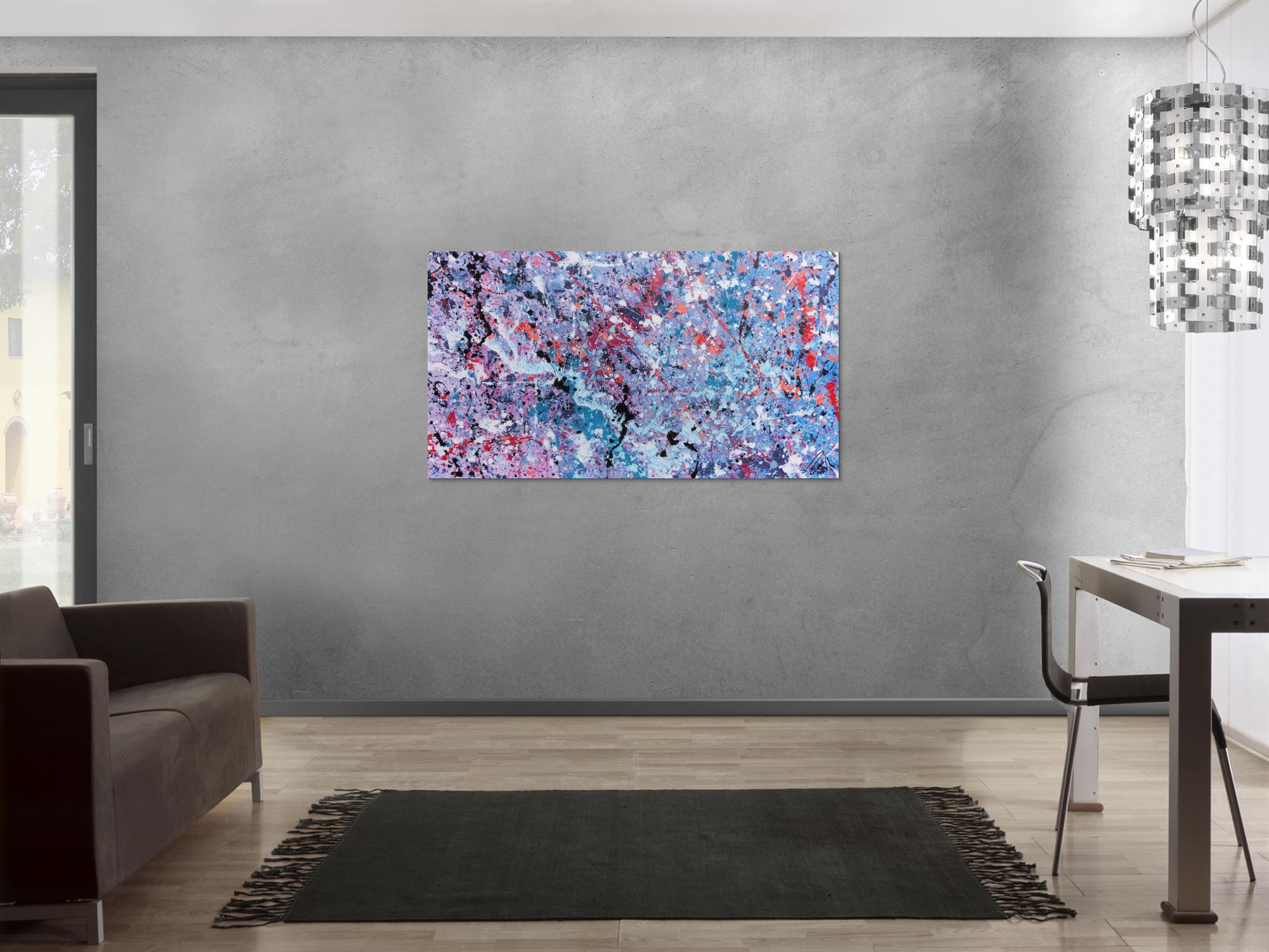 Abstraktes Acrylbild modernes Gemälde in lila pink violett helle Farben