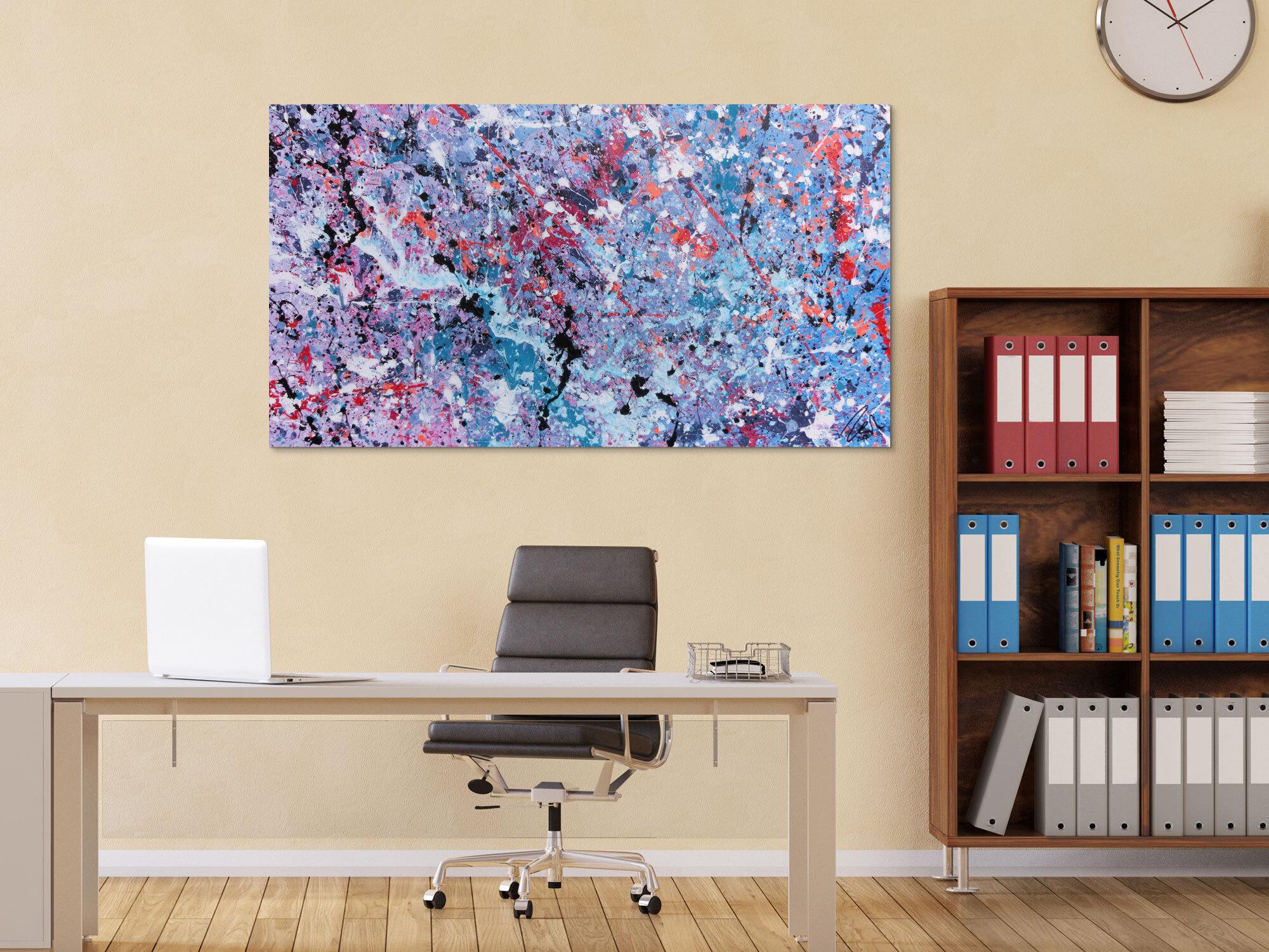 Abstraktes Acrylbild modernes Gemälde in lila pink violett helle Farben