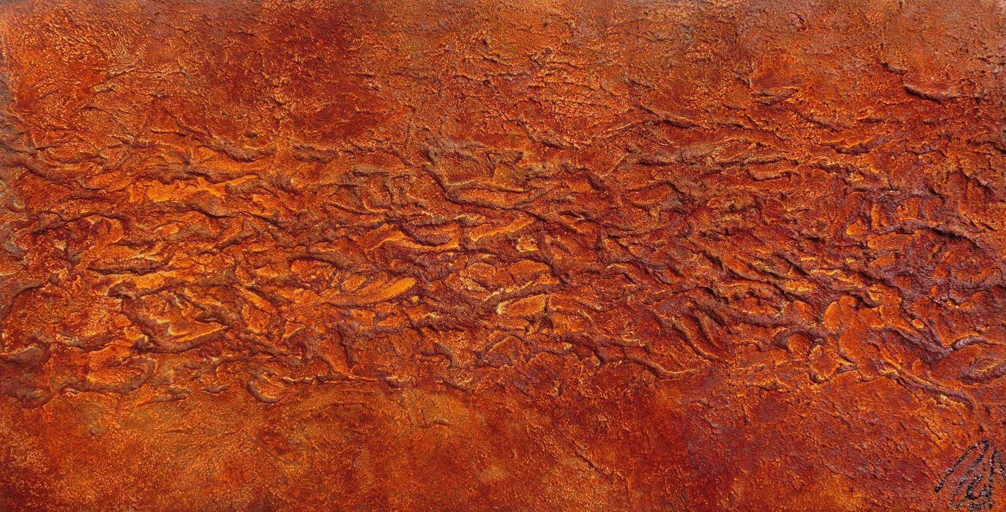 Abstraktes Gemälde aus echtem Rost und starker Stuktur modernes Wandbild