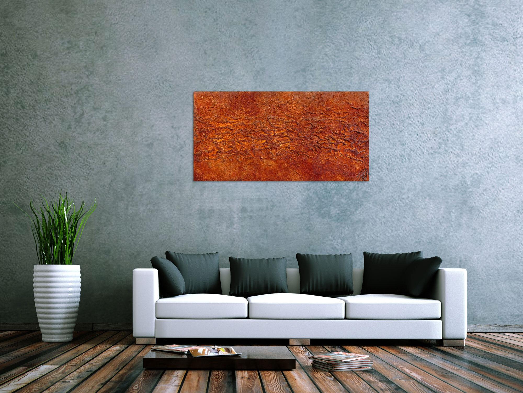 Abstraktes Gemälde aus echtem Rost und starker Stuktur modernes Wandbild