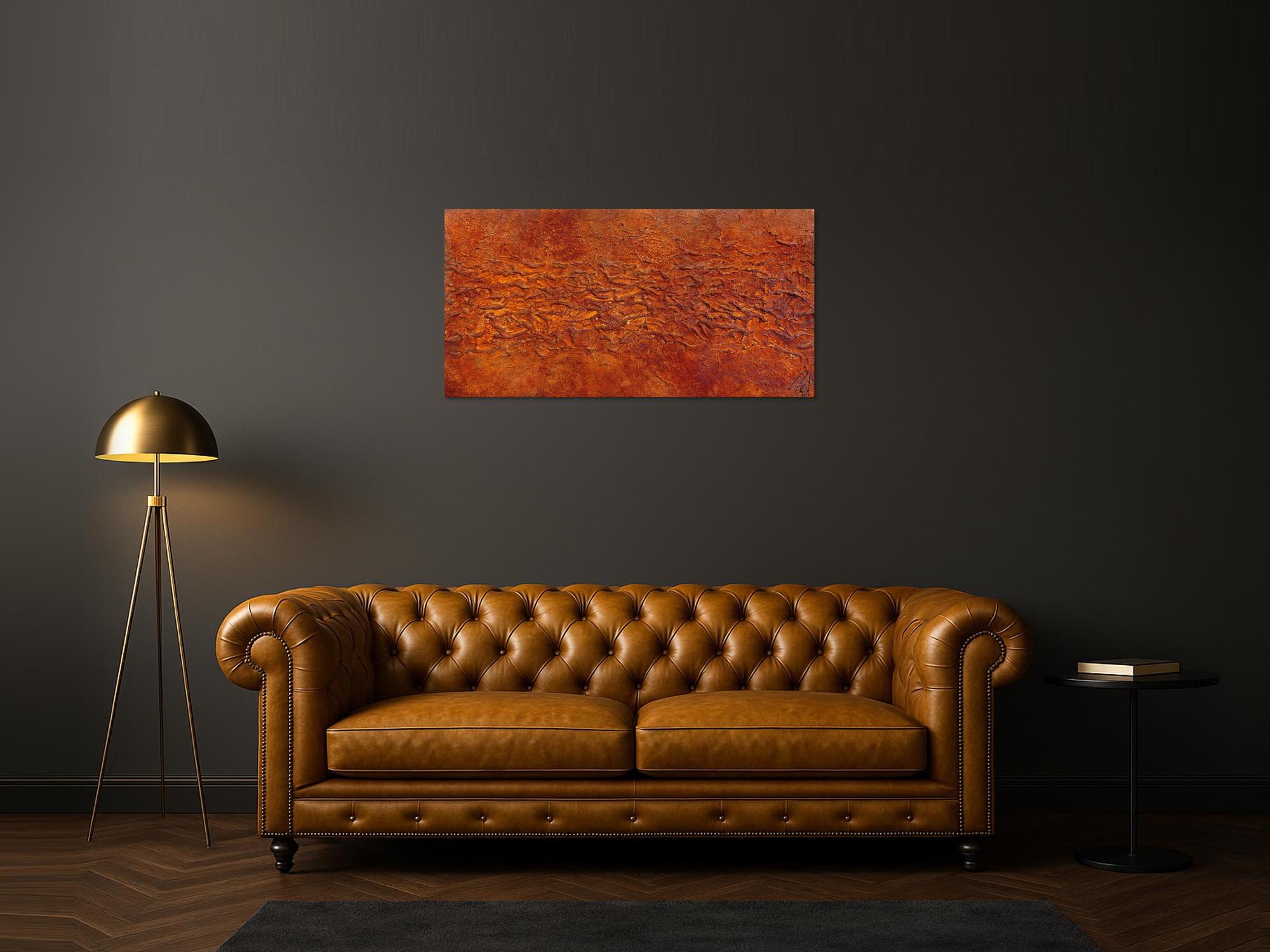 Abstraktes Gemälde aus echtem Rost und starker Stuktur modernes Wandbild
