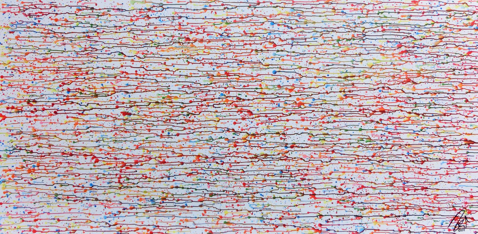 Abstraktes Gemälde bunte Tropfen modernes Acrylbild schlicht