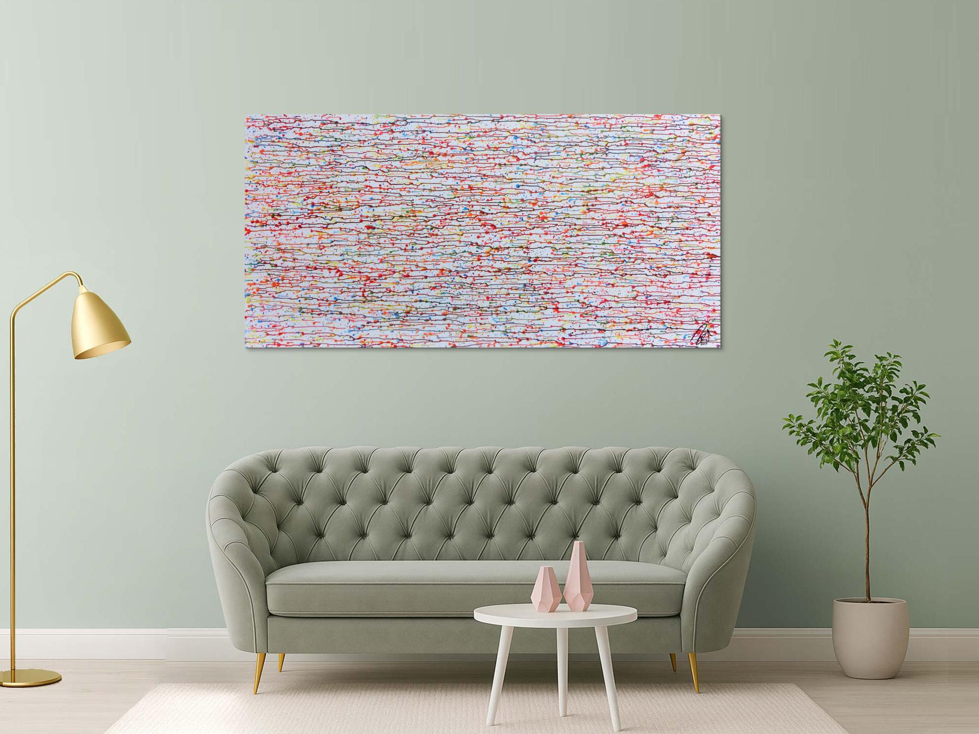 Abstraktes Gemälde bunte Tropfen modernes Acrylbild schlicht