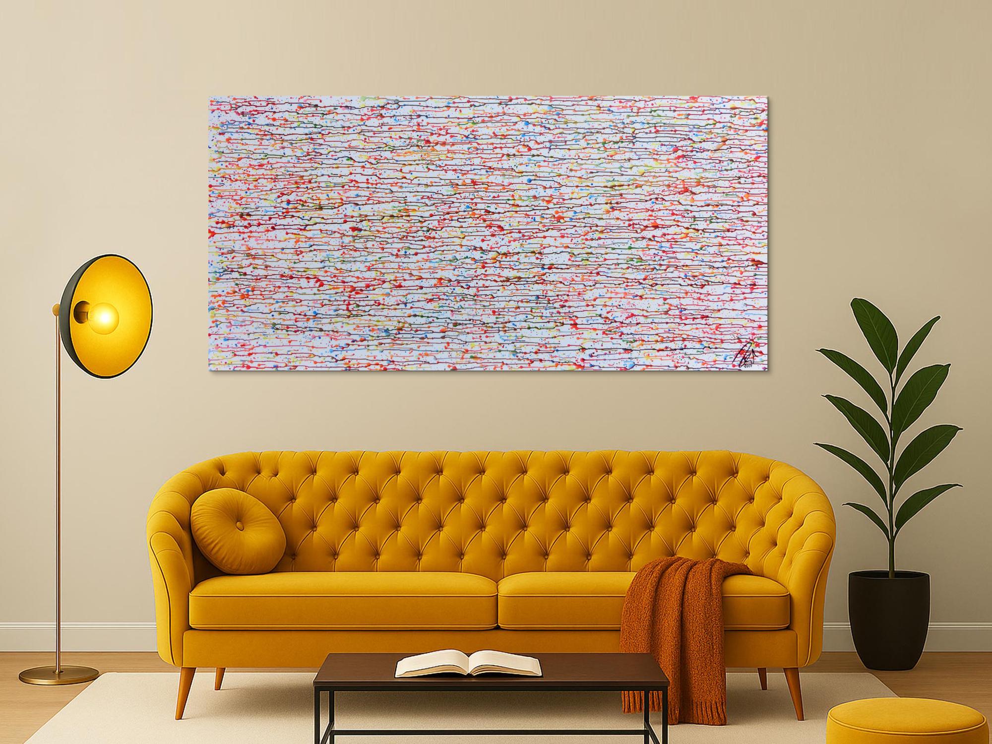 Abstraktes Gemälde bunte Tropfen modernes Acrylbild schlicht