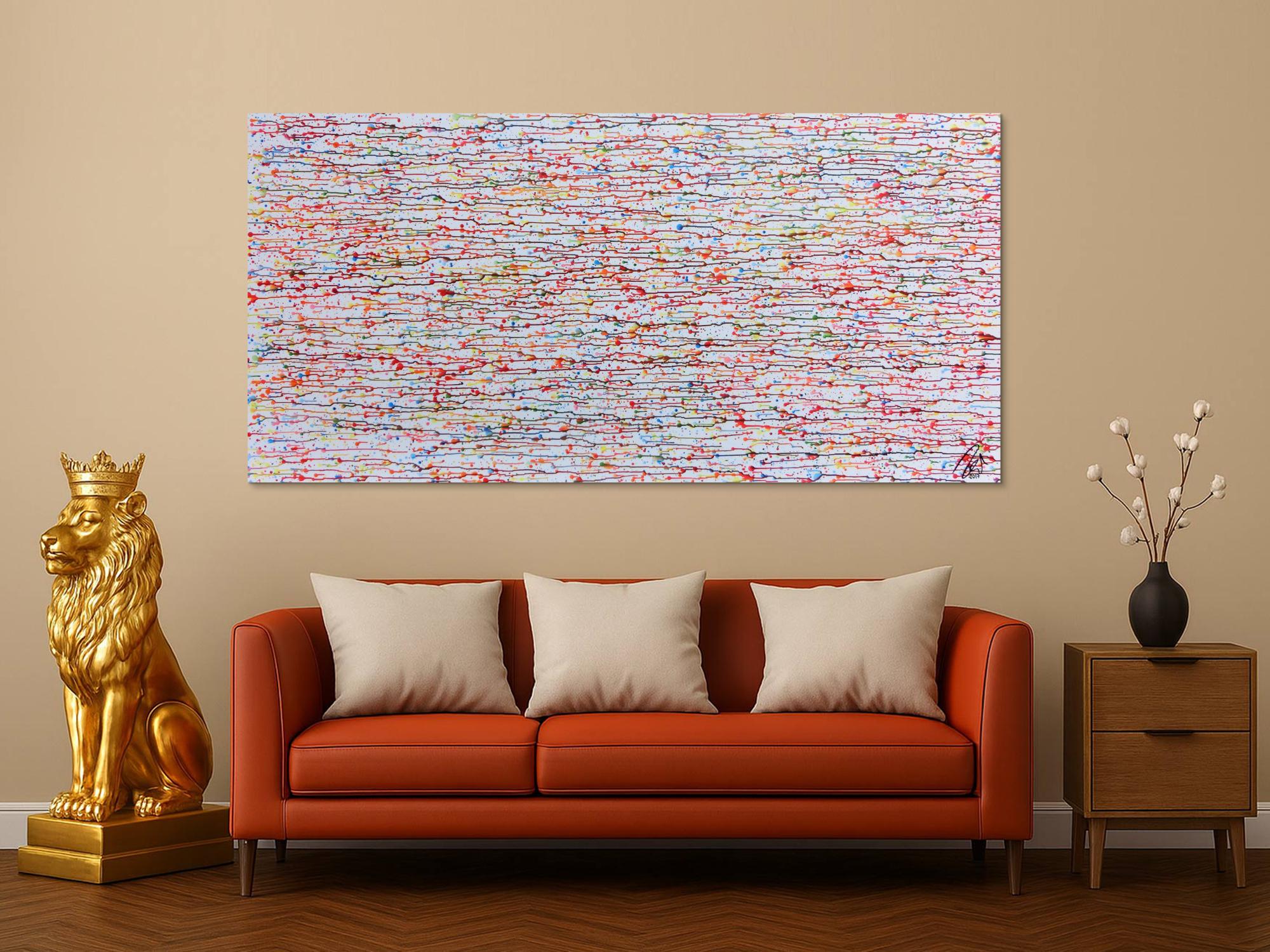 Abstraktes Gemälde bunte Tropfen modernes Acrylbild schlicht