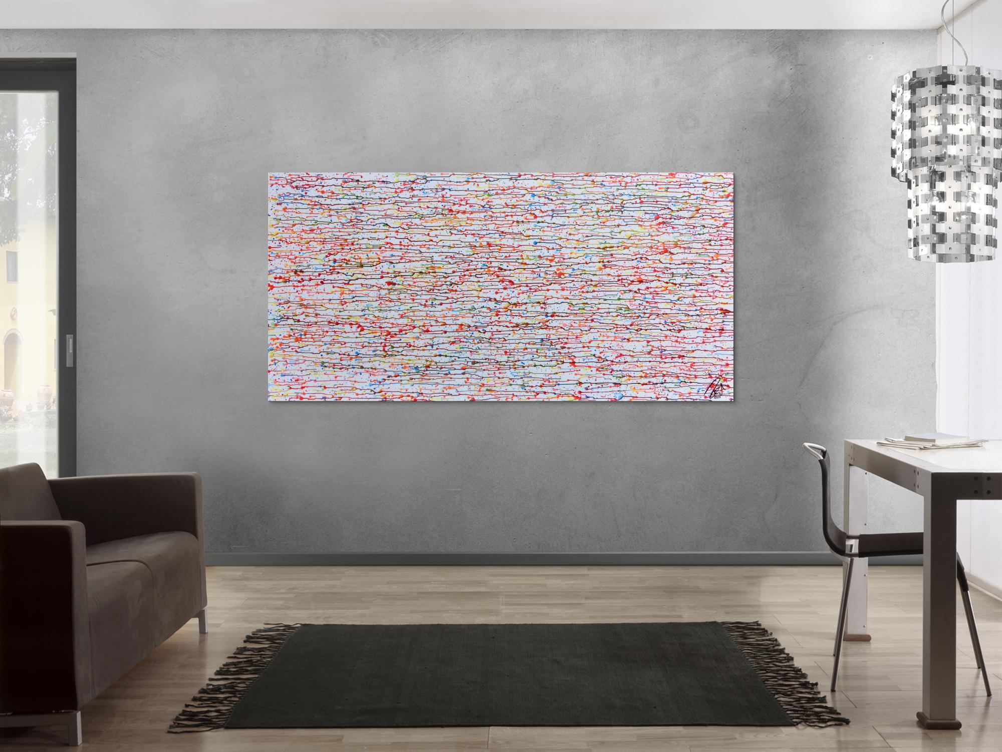 Abstraktes Gemälde bunte Tropfen modernes Acrylbild schlicht