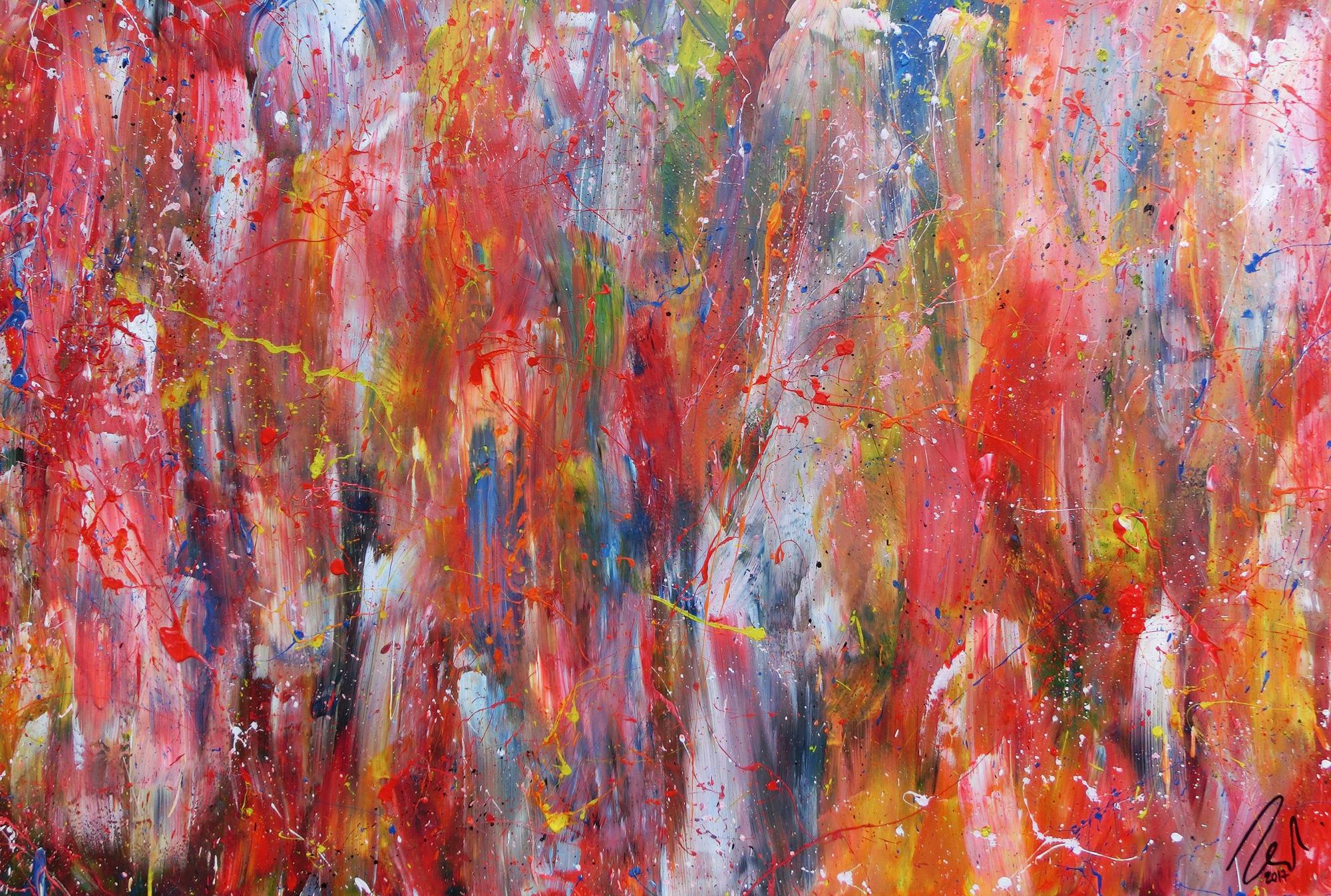 Abstraktes Acrylbild modernes Gemälde bunt zeitgenössische Malerei