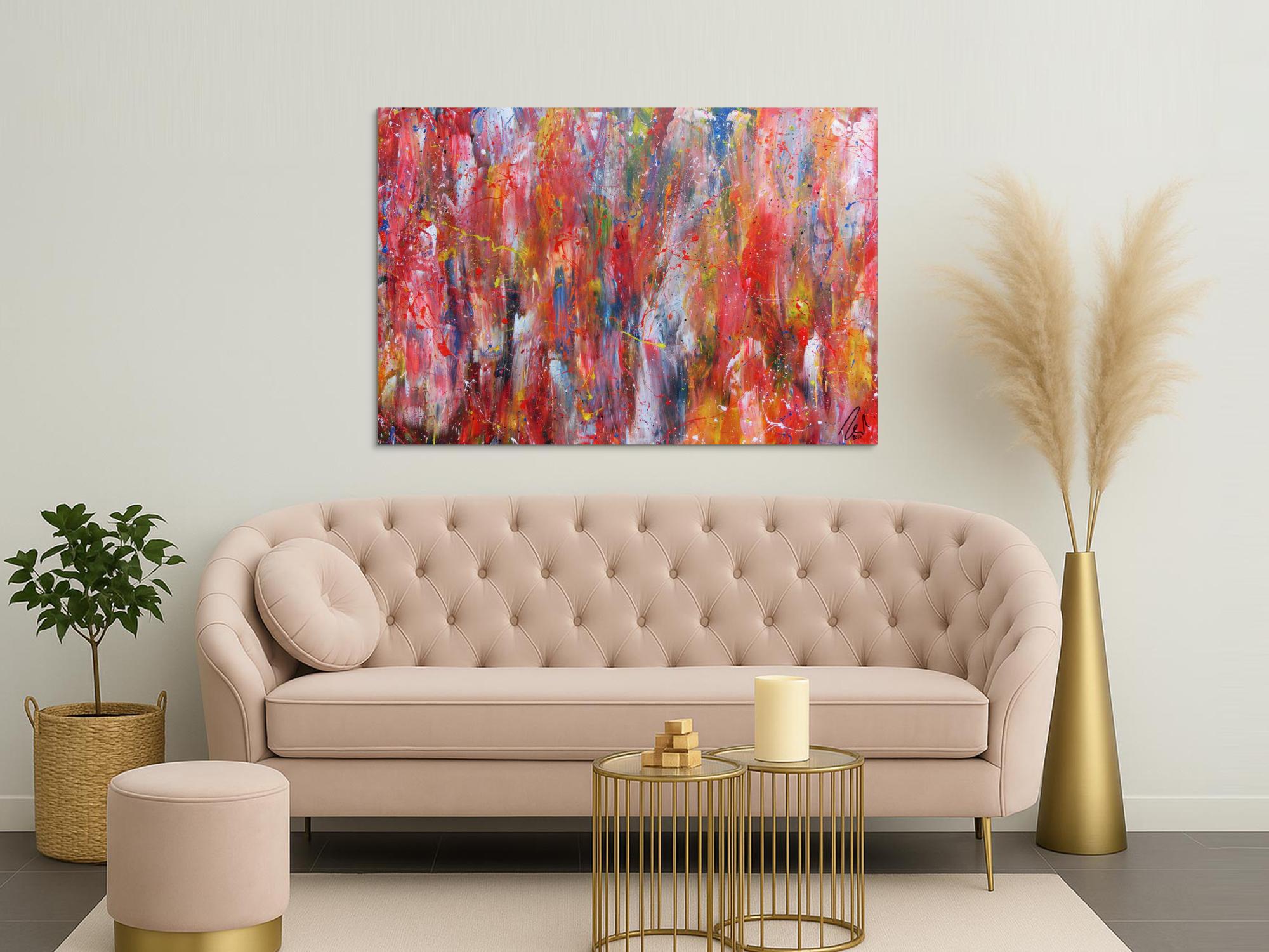 Abstraktes Acrylbild modernes Gemälde bunt zeitgenössische Malerei