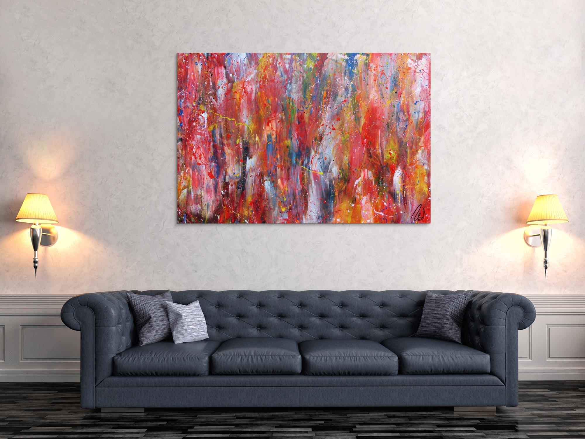 Abstraktes Acrylbild modernes Gemälde bunt zeitgenössische Malerei