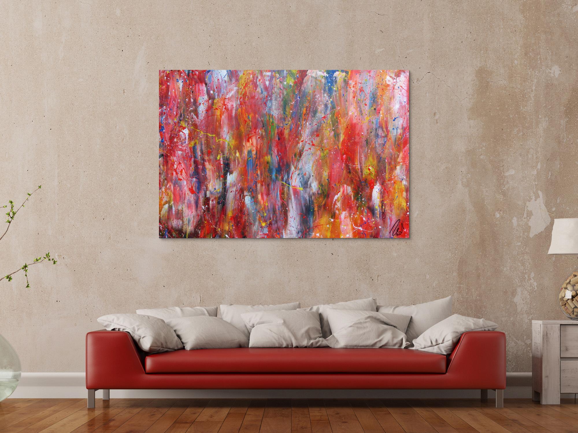 Abstraktes Acrylbild modernes Gemälde bunt zeitgenössische Malerei