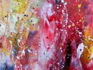 Detailaufnahme Abstraktes Acrylbild sehr bunt modernes Gemälde viele Farben 