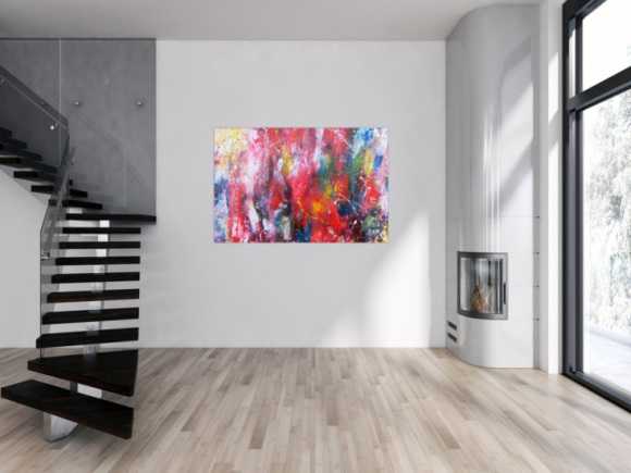 Abstraktes Acrylbild sehr bunt modernes Gemälde viele Farben 