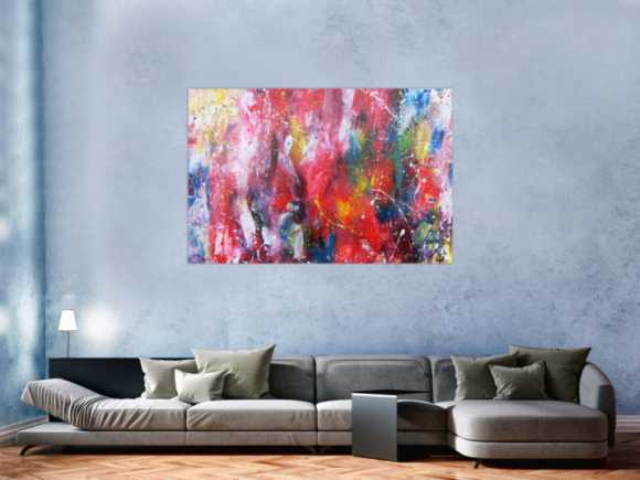 Abstraktes Acrylbild sehr bunt modernes Gemälde viele Farben 