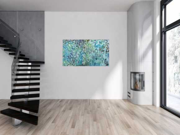 Abstraktes Acrylbild modern Spachteltechnik tükis blaun weiß grün
