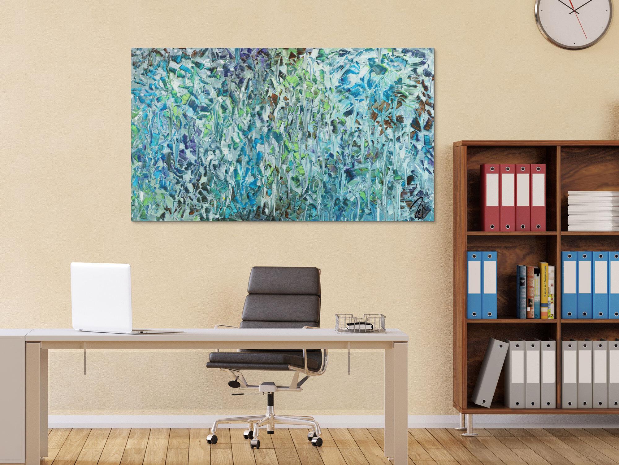 Abstraktes Acrylbild modern Spachteltechnik tükis blaun weiß grün