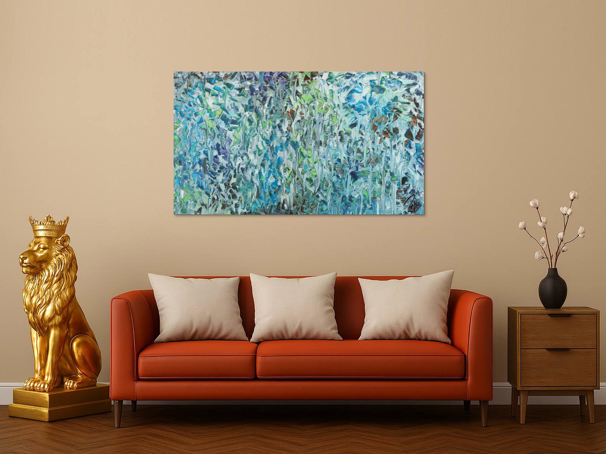 Abstraktes Acrylbild modern Spachteltechnik tükis blaun weiß grün