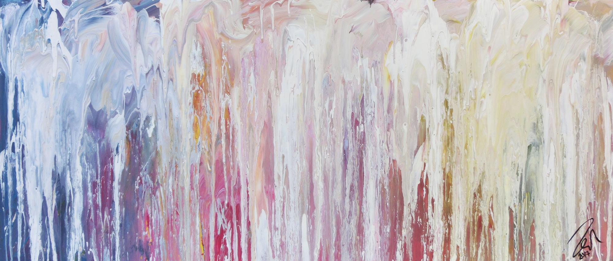 Modernes abstraktes Bild aus Acrylfarben Malerei in Fließtechnik