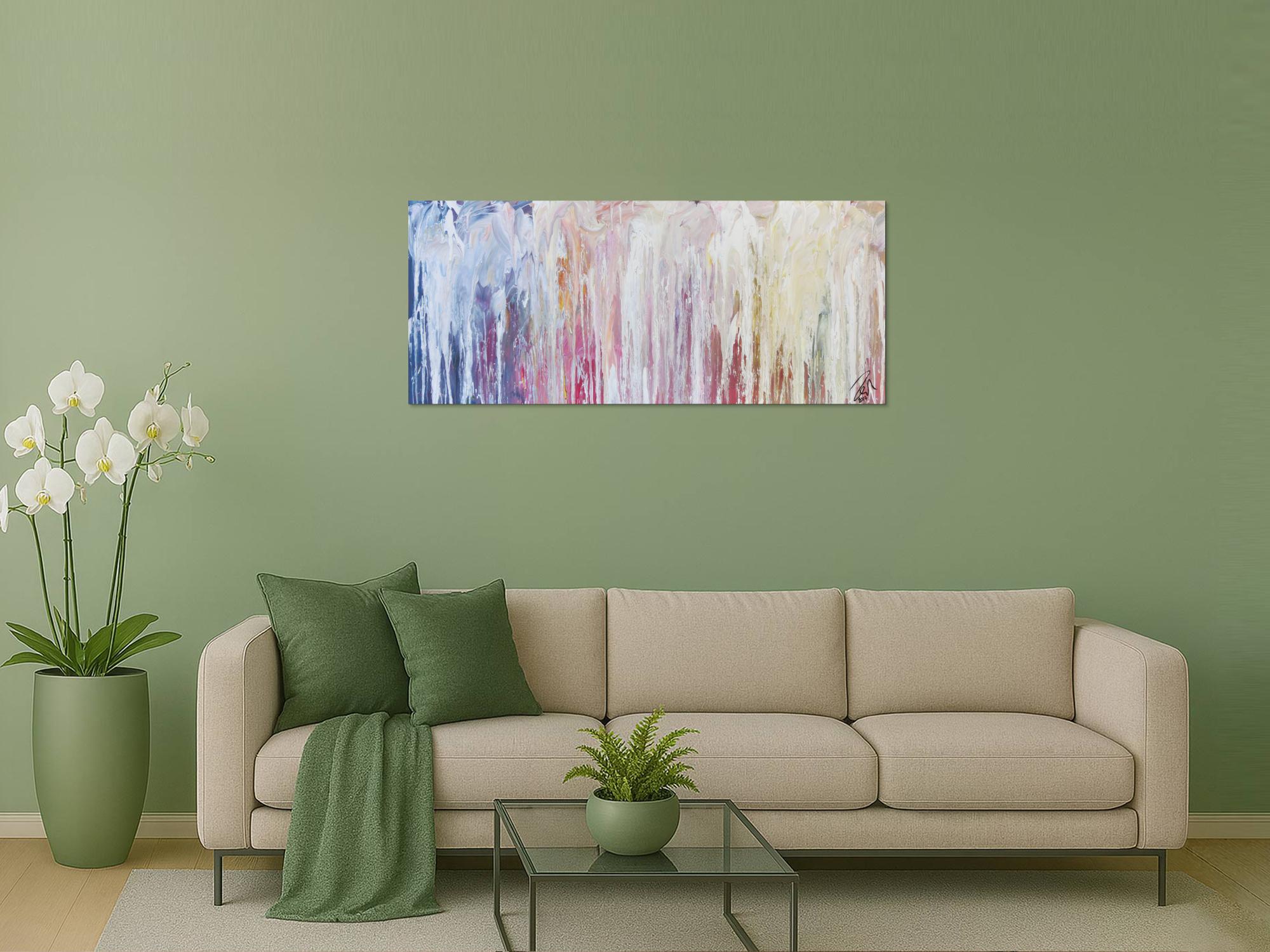 Modernes abstraktes Bild aus Acrylfarben Malerei in Fließtechnik