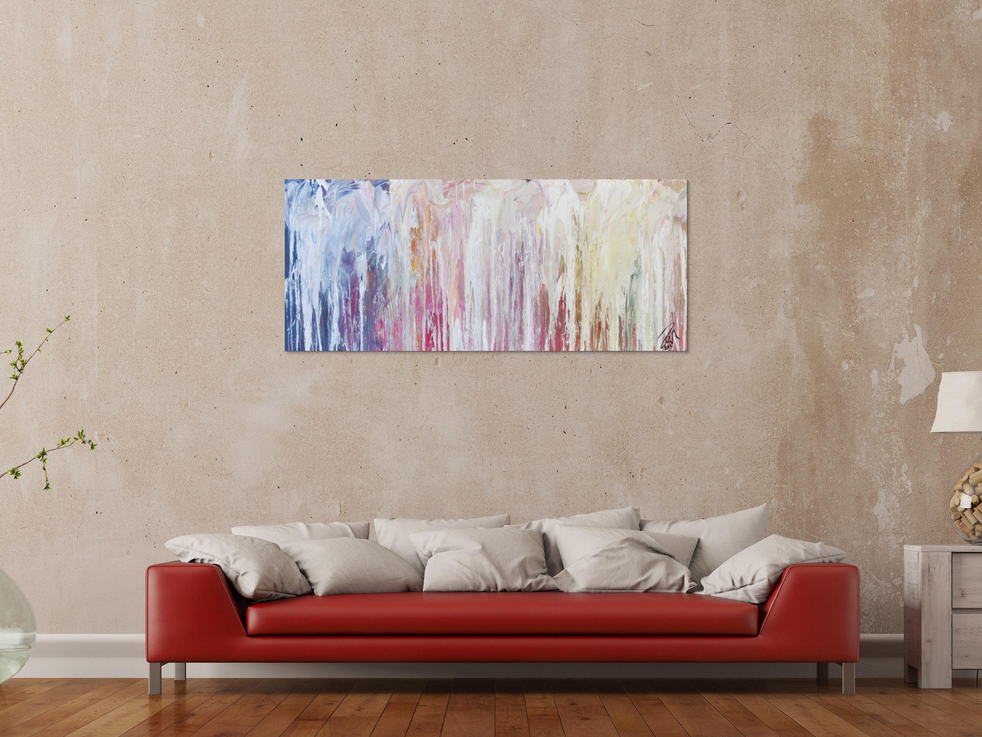 Modernes abstraktes Bild aus Acrylfarben Malerei in Fließtechnik