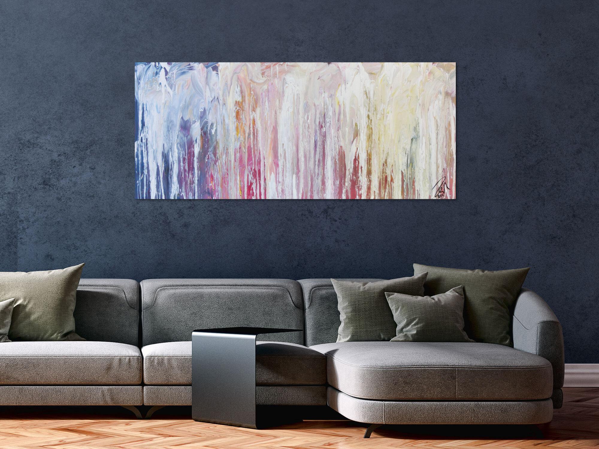 Modernes abstraktes Bild aus Acrylfarben Malerei in Fließtechnik