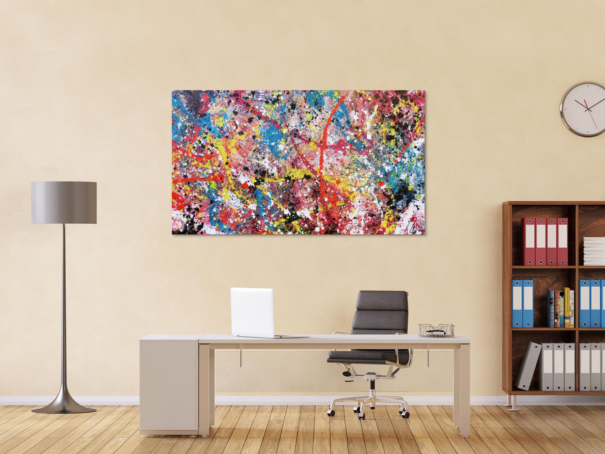 Abstraktes Acrylbild Acrtionpainting modern bunt viele Farben