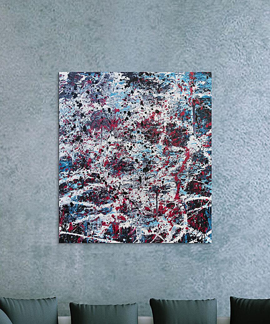 Abstraktes Kunstwerk in Rot und Orange