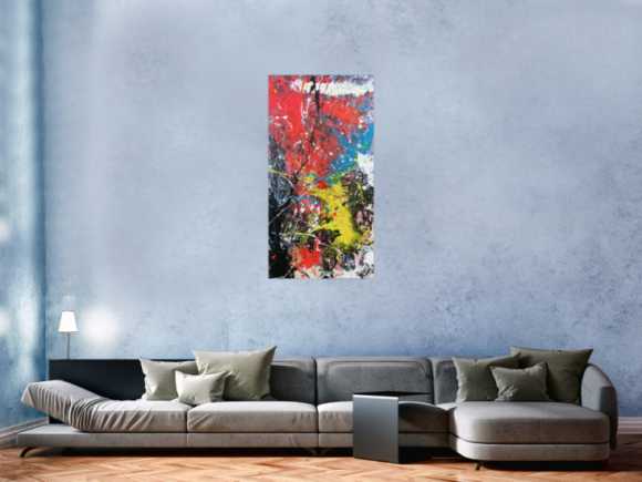 Modernes abstraktes Acrylbild Actionpainting Spash Style sehr bunt viele Farben