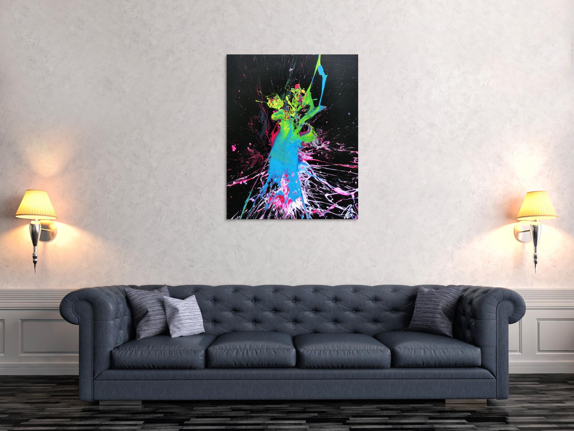 Abstraktes Bild Splash Art modern Action Painting sehr bunt
